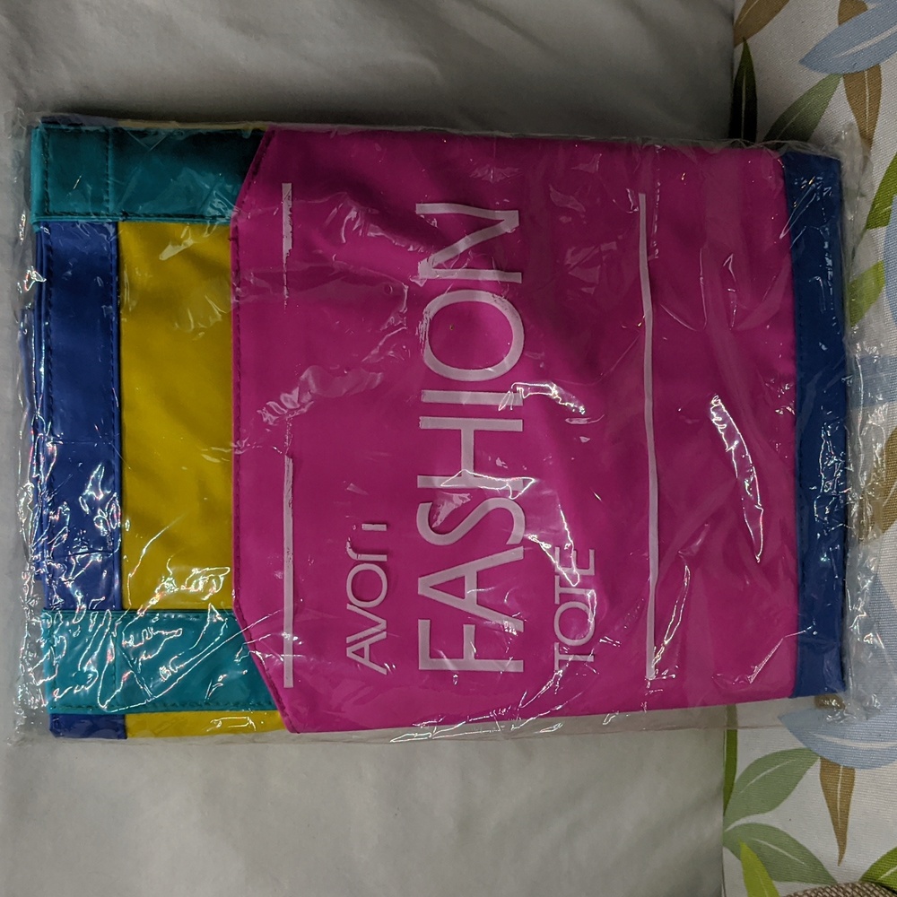 Avon Vintage 90s Colorblock Fashion Tote Large w/ Small Zippered Pocket, NIP/NOS